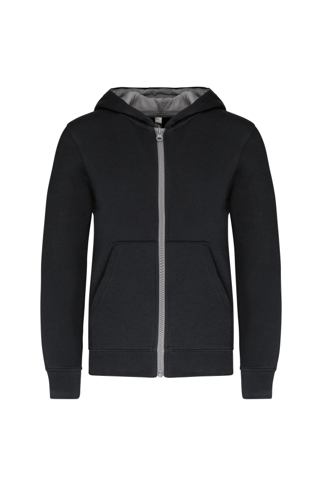 Sweat-shirt zippé capuche enfant noir et gris