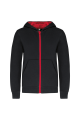 Sweat-shirt zippé capuche enfant noir et rouge