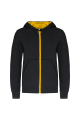 Sweat-shirt zippé capuche enfant noir et jaune