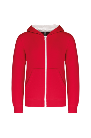 Sweat-shirt zippé capuche enfant rouge