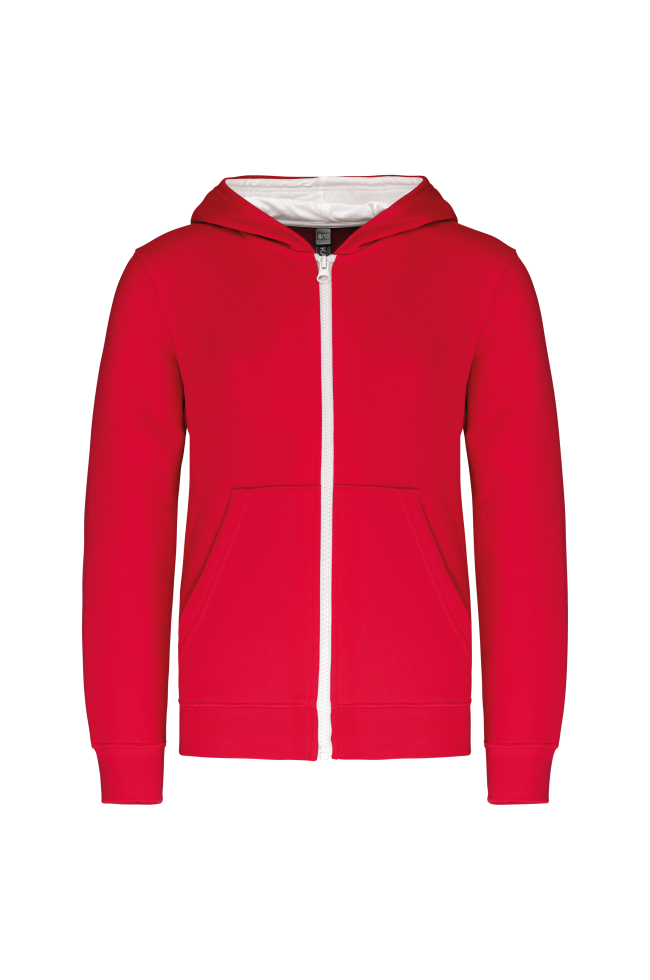 Sweat-shirt zippé capuche enfant rouge