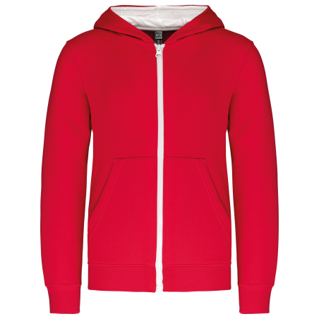 Sweat-shirt zippé capuche enfant rouge