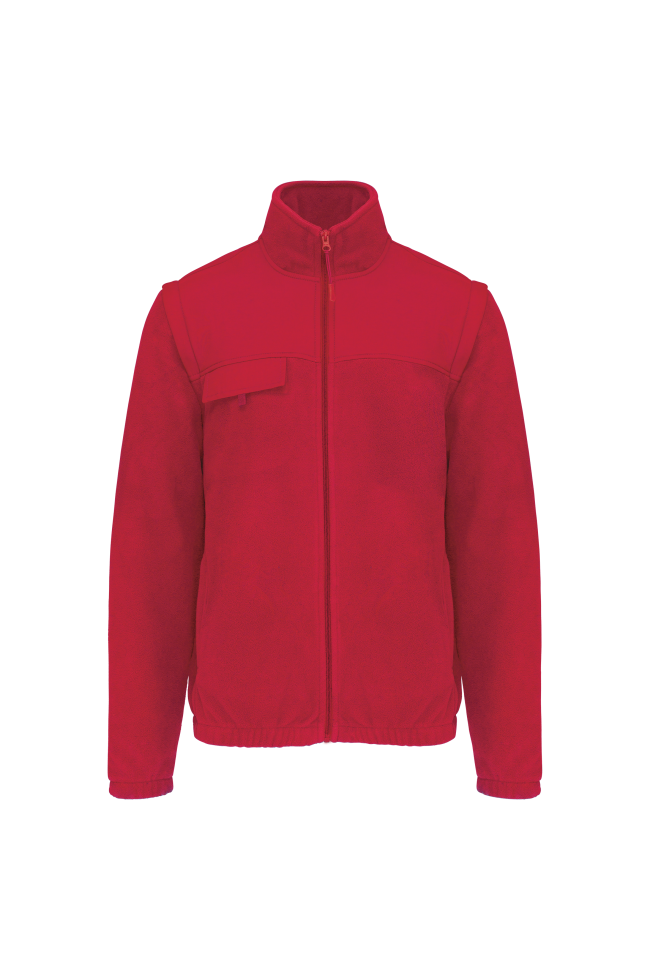 Veste polaire manches amovibles homme rouge