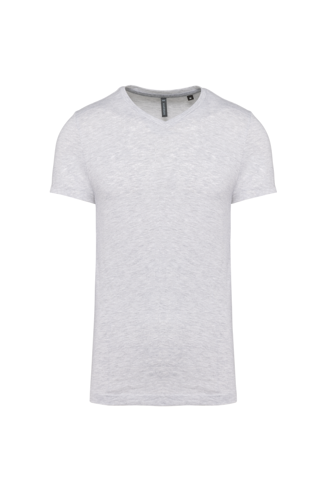 T-shirt col V manches courtes gris