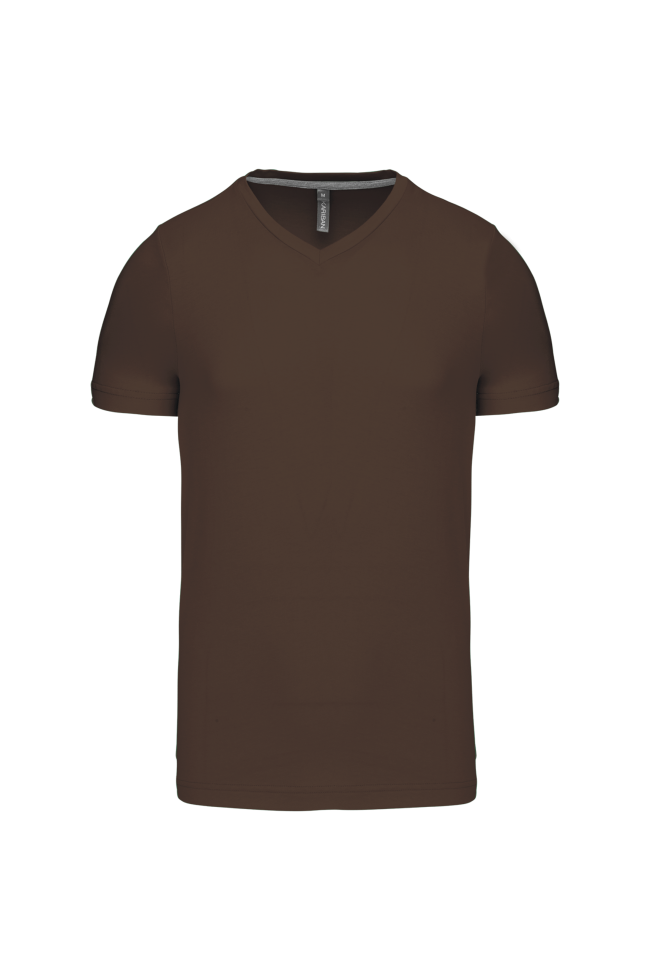 T-shirt col V manches courtes marron