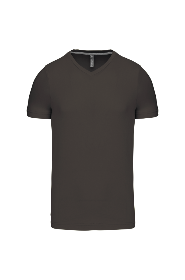 T-shirt col V manches courtes gris foncé