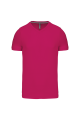 T-shirt col V manches courtes fushia
