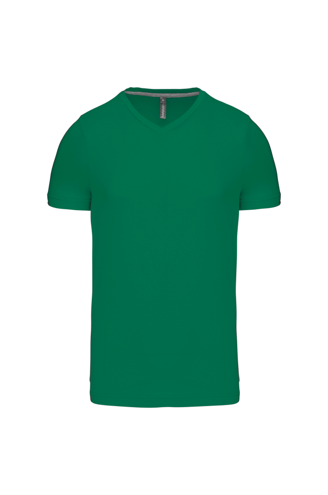 T-shirt col V manches courtes vert