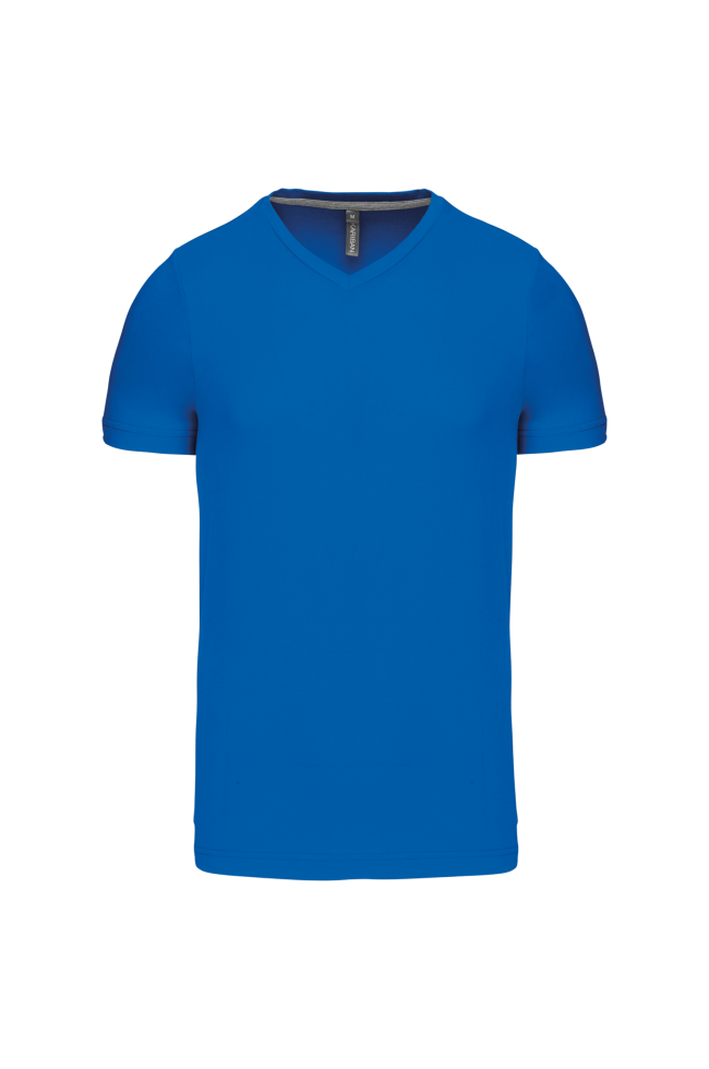 T-shirt col V manches courtes bleu