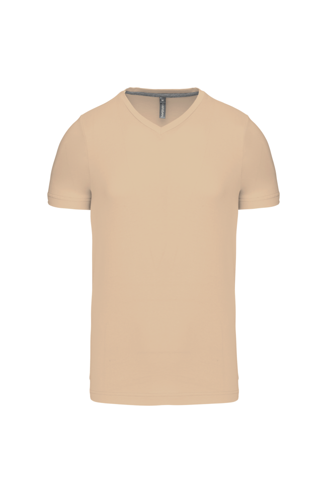 T-shirt col V manches courtes sable