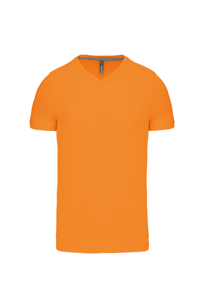 T-shirt col V manches courtes orange