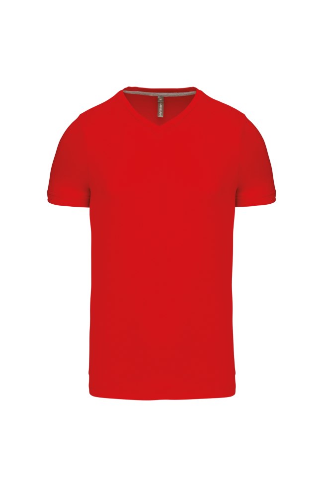T-shirt col V manches courtes rouge