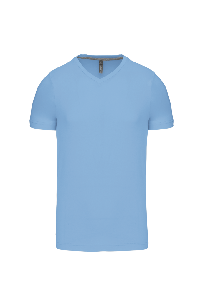 T-shirt col V manches courtes bleu ciel