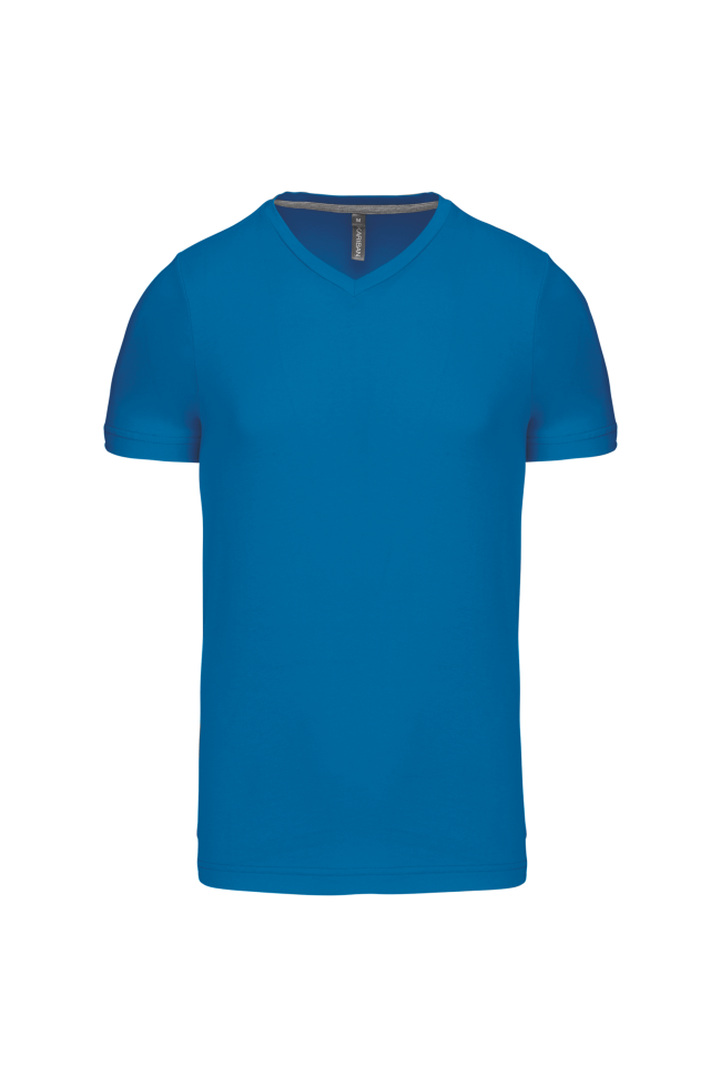 T-shirt col V manches courtes bleu