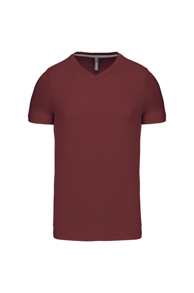T-shirt col V manches courtes wine