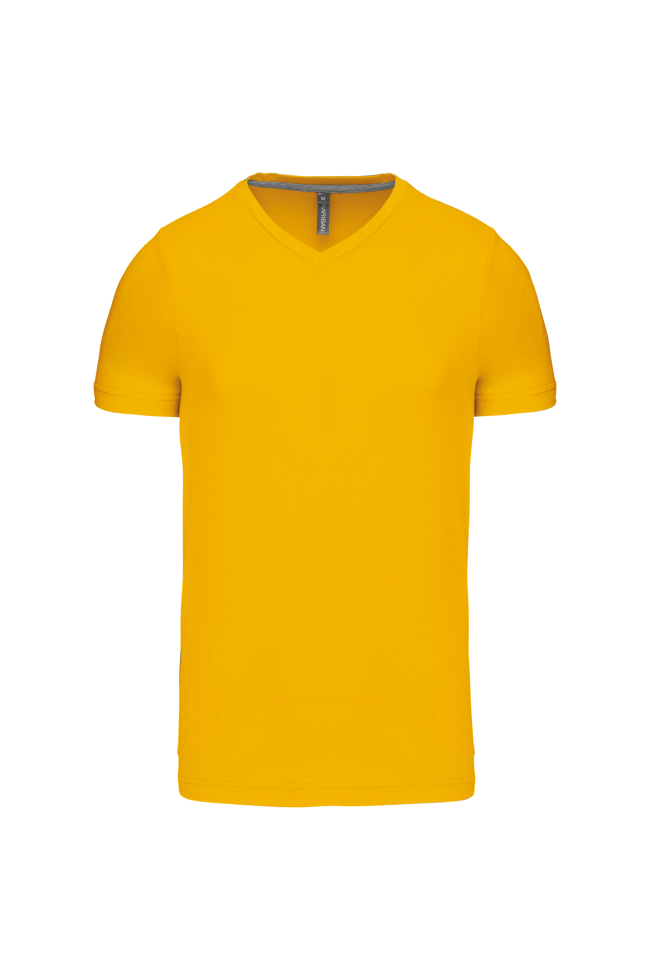T-shirt col V manches courtes jaune