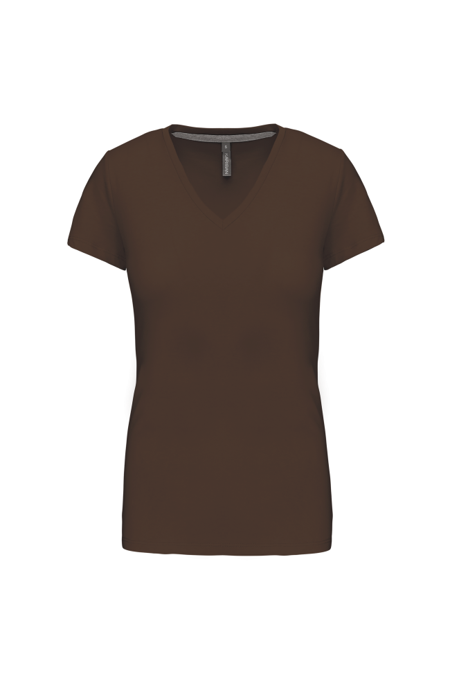 Tee-shirt col V chocolat