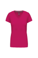 Tee-shirt col V fushia