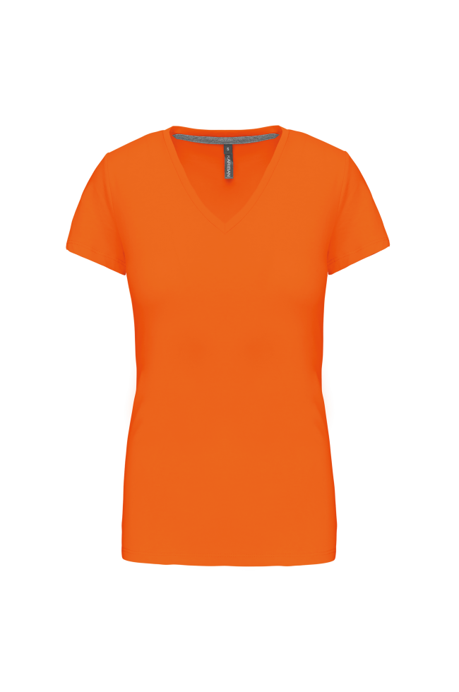 Tee-shirt col V orange