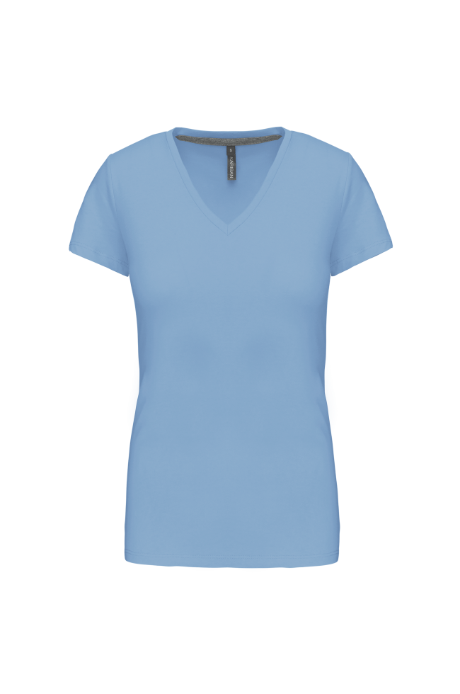 Tee-shirt col V bleu ciel