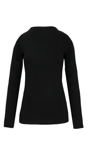 T-shirt col rond manches longues femme noir