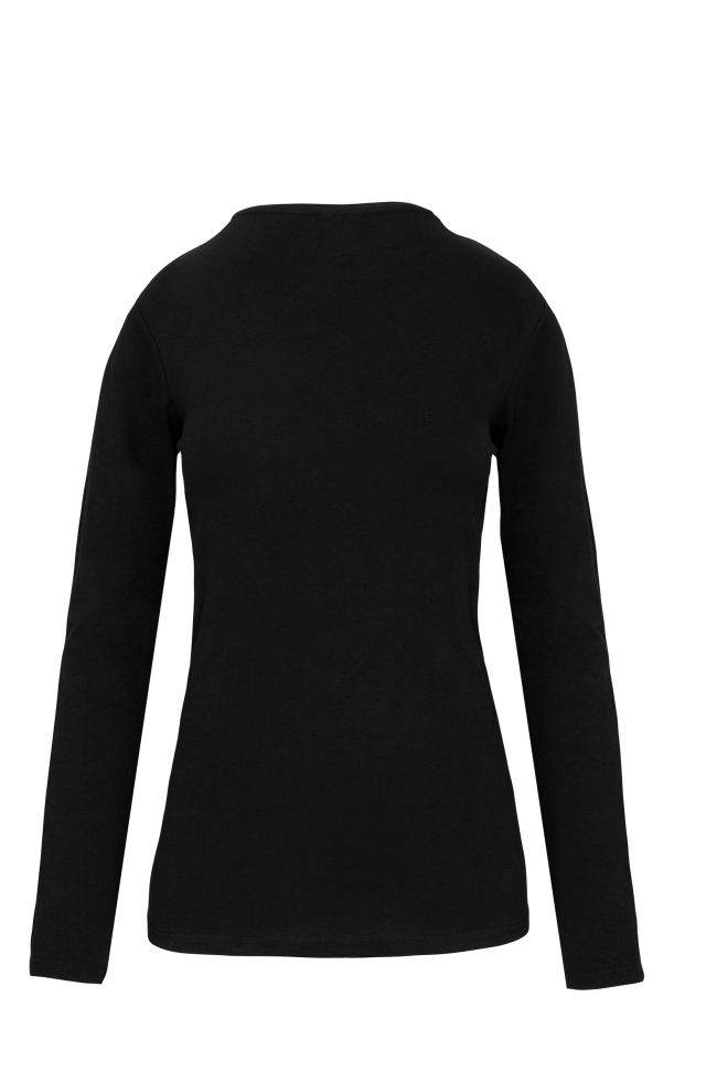 T-shirt col rond manches longues femme noir