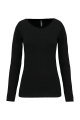 T-shirt col rond manches longues femme noir