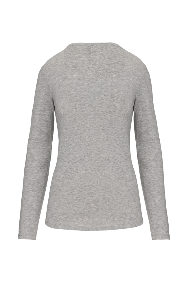 T-shirt col rond manches longues femme gris