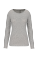 T-shirt col rond manches longues femme gris