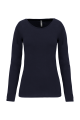 T-shirt col rond manches longues femme