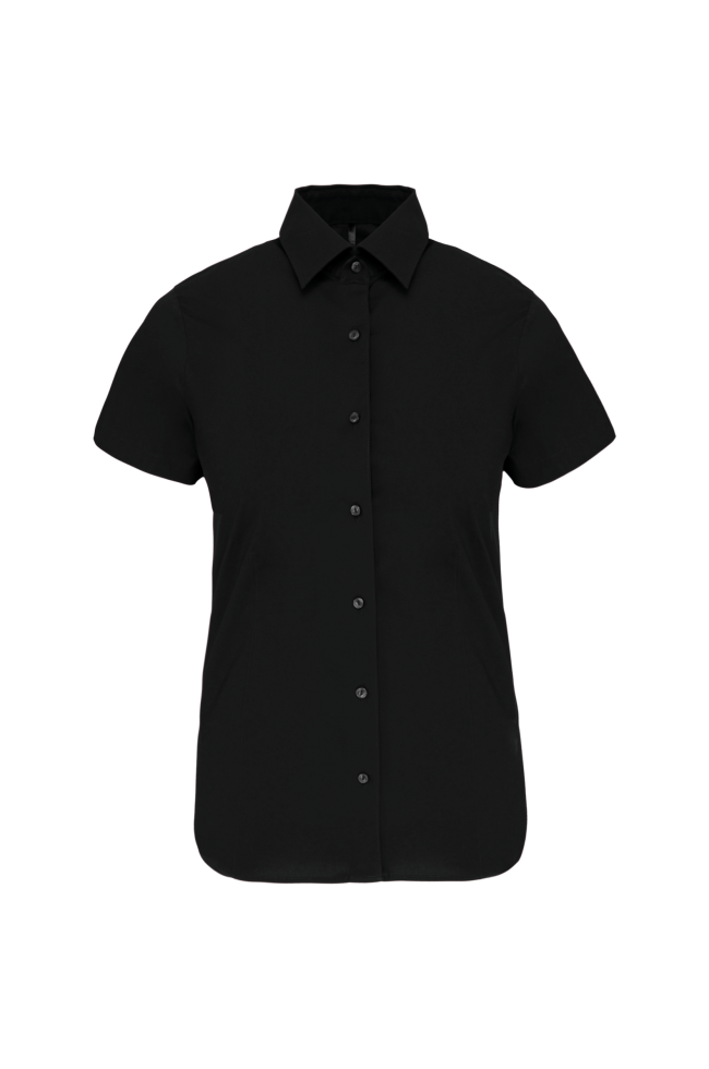 Chemise coton / élasthanne manches courtes femme noir