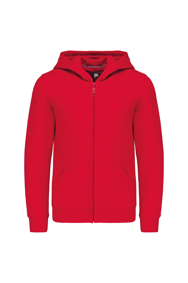 Sweat-shirt capuche zippé enfant personnalisable rouge