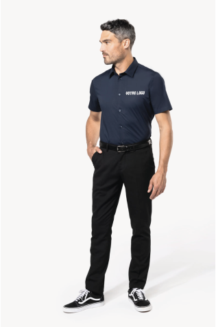 Chemise coton / élasthanne manches courtes