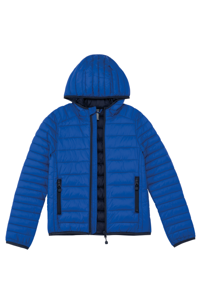 Doudoune bleu légère capuche enfant