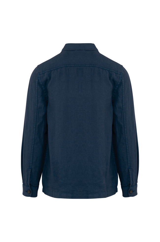 Surchemise délavée en lin bleu marine