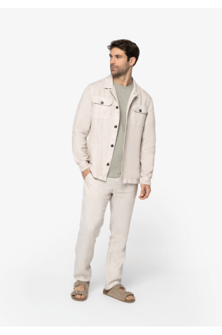 Surchemise délavée en lin homme beige