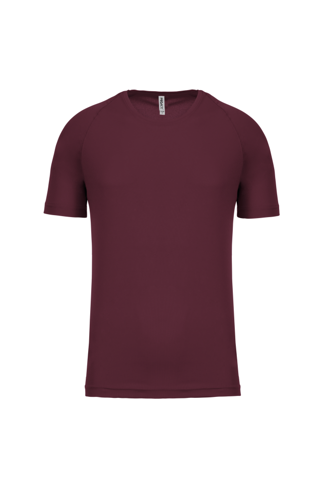 Tee-shirt de sport polyester homme rouge vin