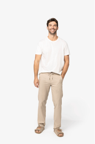 Pantalon éco en lin et coton bio homme couleur sand