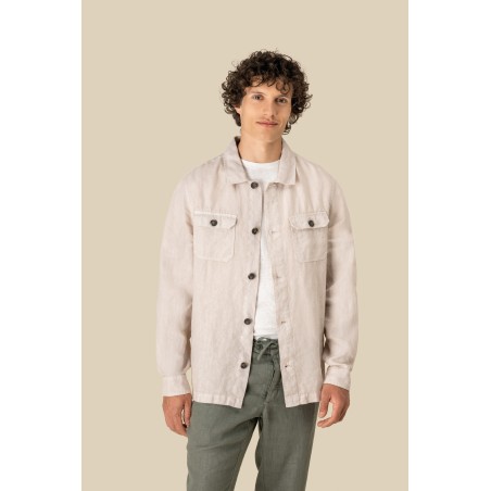 Surchemise délavée en lin homme beige