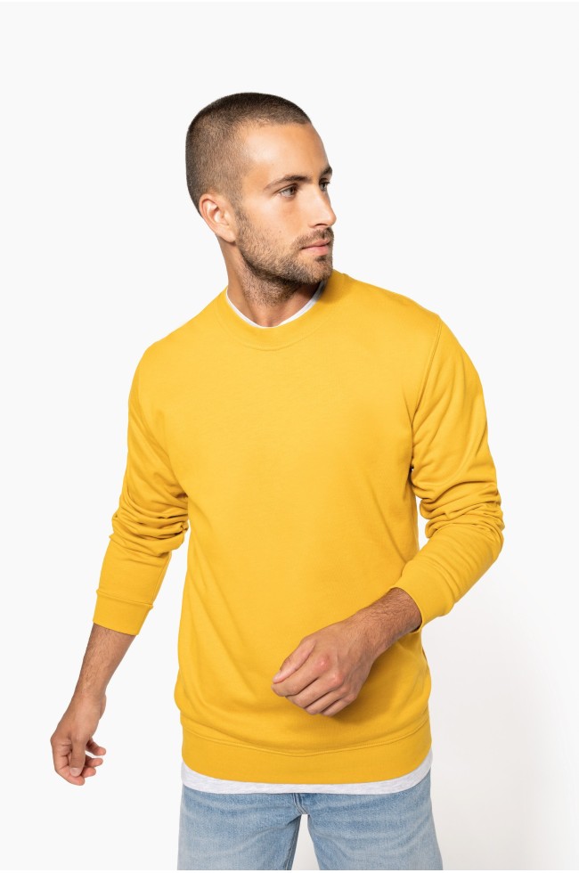 Sweat-shirt col rond unisexe jaune personnalisable