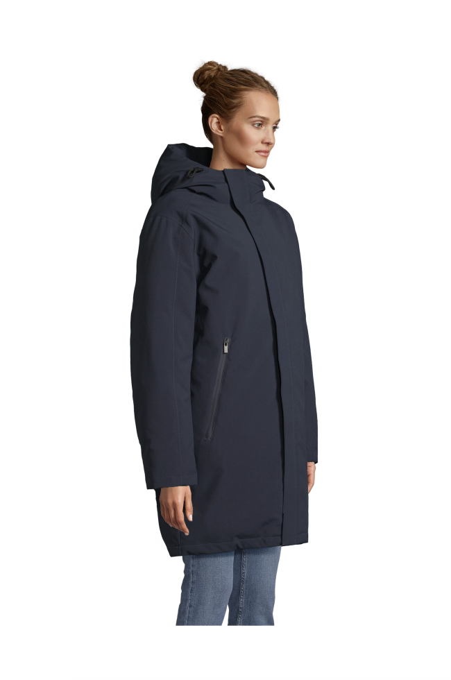 manteau long navy femme