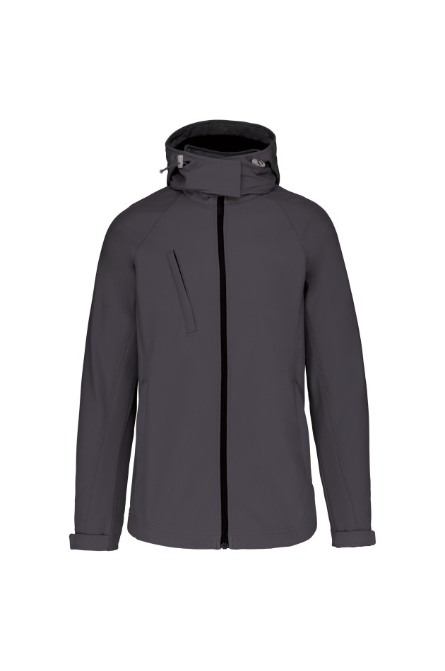 Veste softshell à capuche personnalisable gris foncé