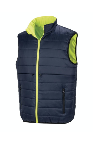 Doudoune sans manche de sécurité bleu et fluo