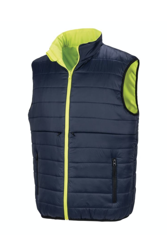 Doudoune sans manche de sécurité bleu et fluo