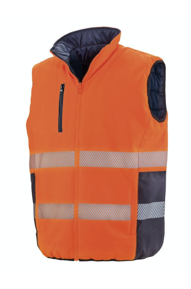 Doudoune sans manche de sécurité orange fluo