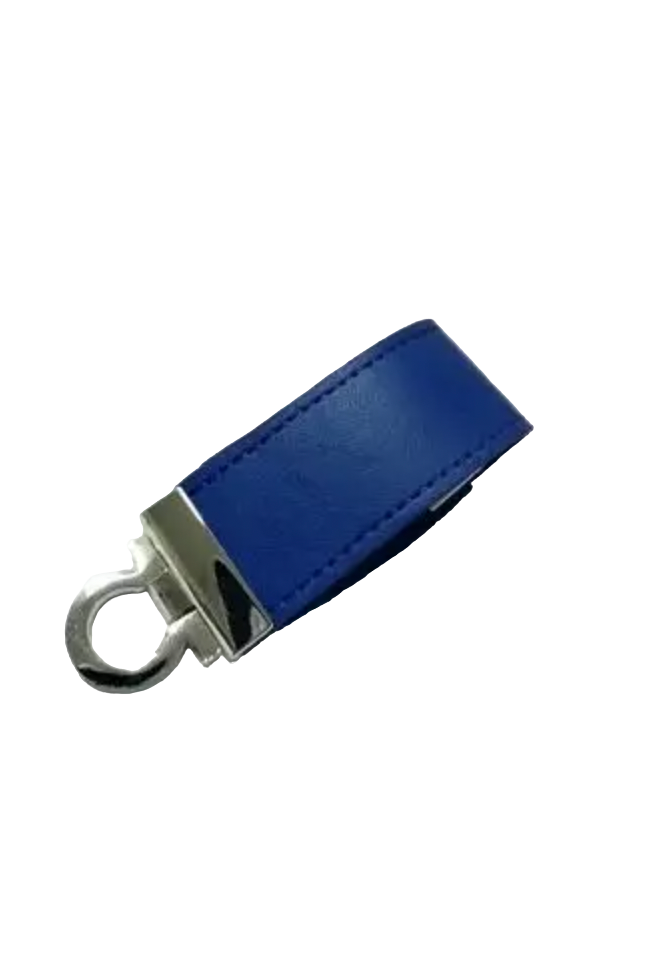 Clé USB en cuir bleu